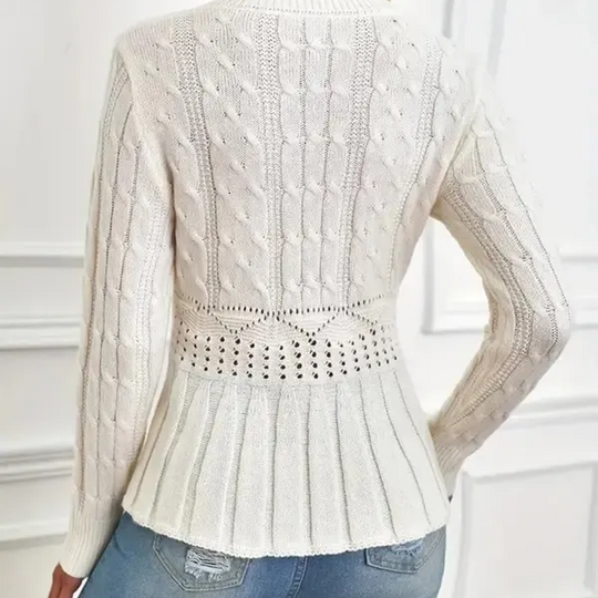 Women's Chunky-Knitted Crew Neck Peplum Sweater🧶👚