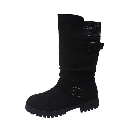 👢 Pull On & Go | Women's Slouchy Faux Suede Mid-Calf Boots⚡ Free shipping