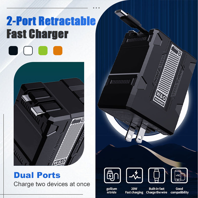 120W Retractable Fast Charger Cube