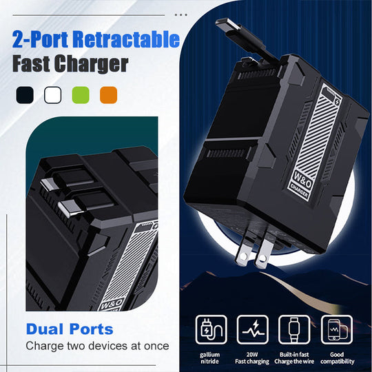 120W Retractable Fast Charger Cube