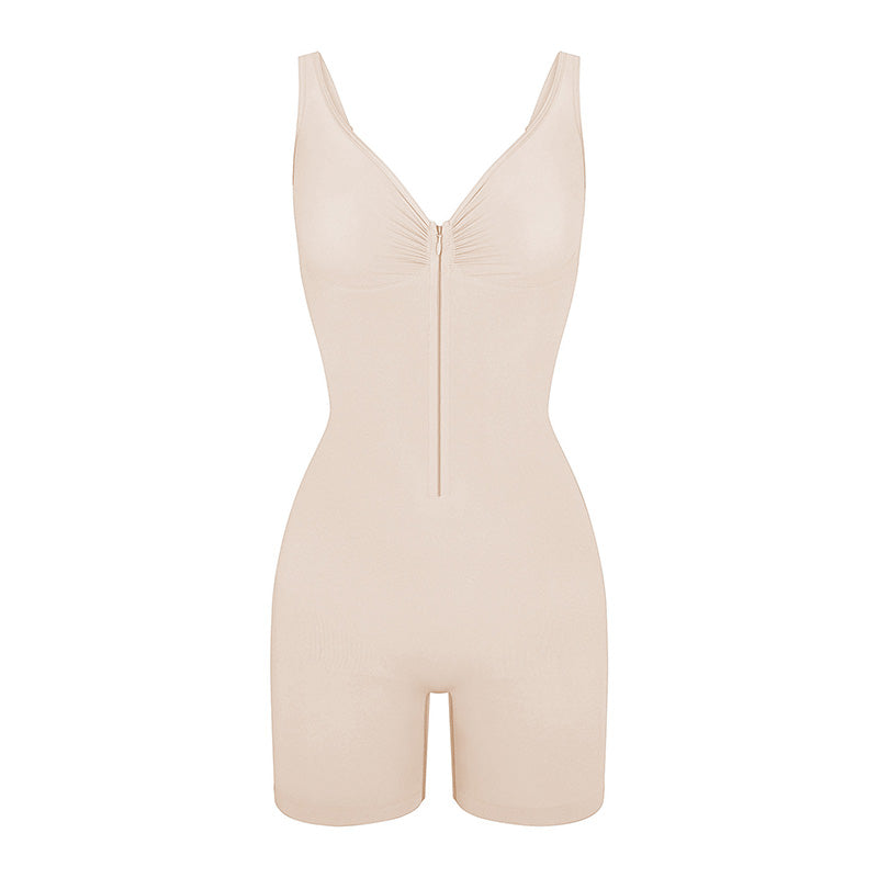 💐60% OFF 👗Women's Zip-Up Tummy Control Bodysuit – Ultra Stretch Breathable Mesh, Comfort Fit