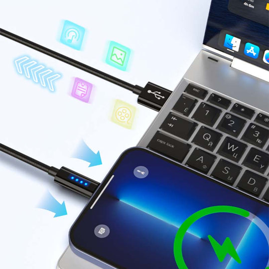 Cabo de dados de carregamento rápido com desligamento automático