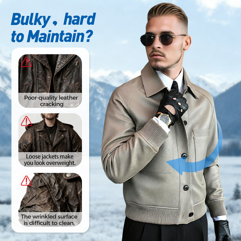 ⏰2025 Висок клас по поръчка💥💥Мъжко класическо яке от изкуствена кожа