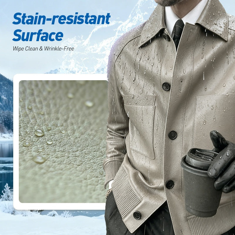 ⏰Luxusní zakázková výroba 2025💥💥Pánská klasická bunda z umělé kůže