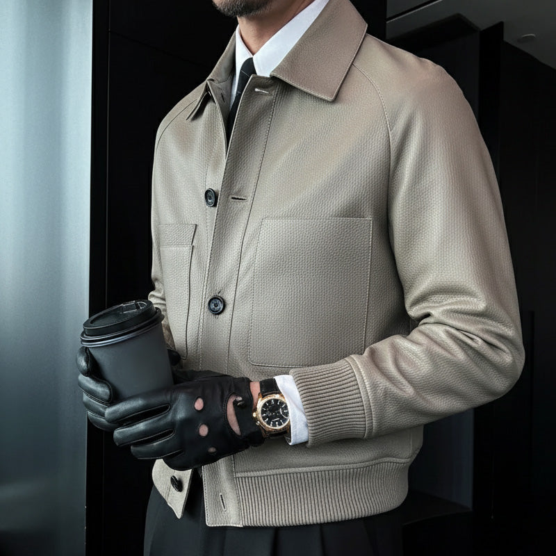 ⏰Luxusní zakázková výroba 2025💥💥Pánská klasická bunda z umělé kůže