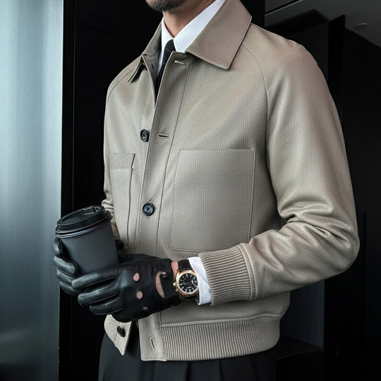 ⏰Luxusní zakázková výroba 2025💥💥Pánská klasická bunda z umělé kůže