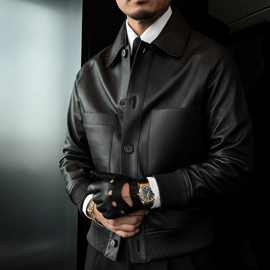 ⏰Luxusní zakázková výroba 2025💥💥Pánská klasická bunda z umělé kůže