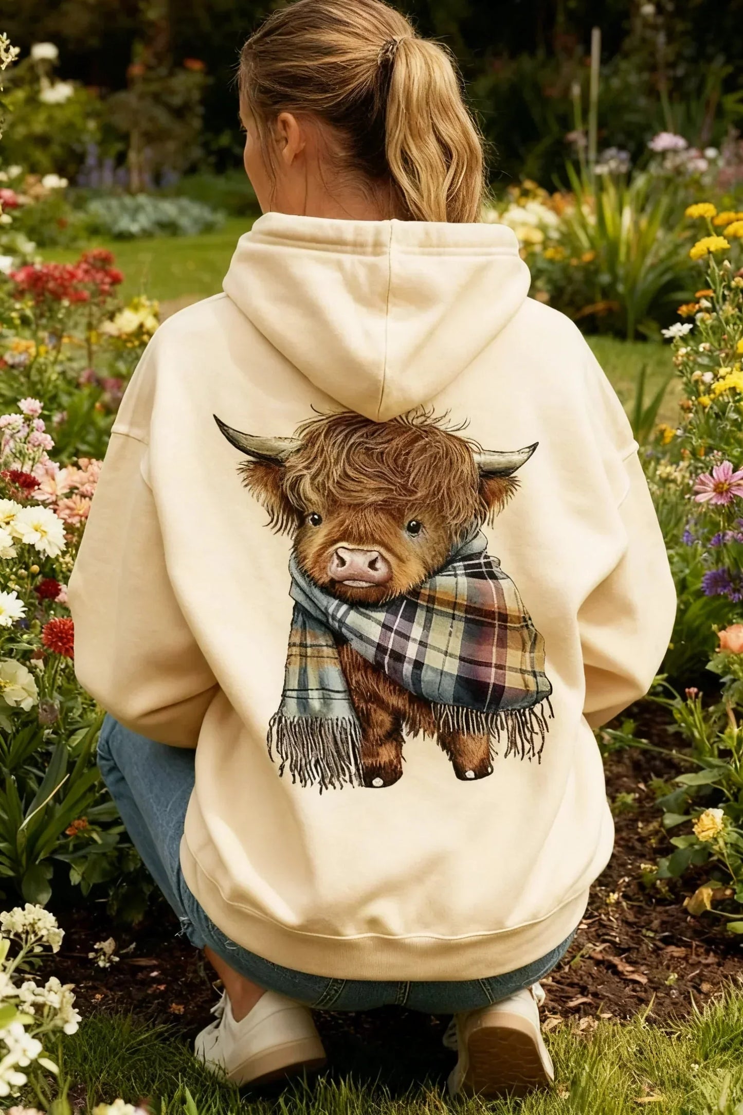 🎅 HOLIDAY HAUL SALE🦬Cute Highland Cow Cozy Fleece-Lined Hooded Sweatshirt🎁