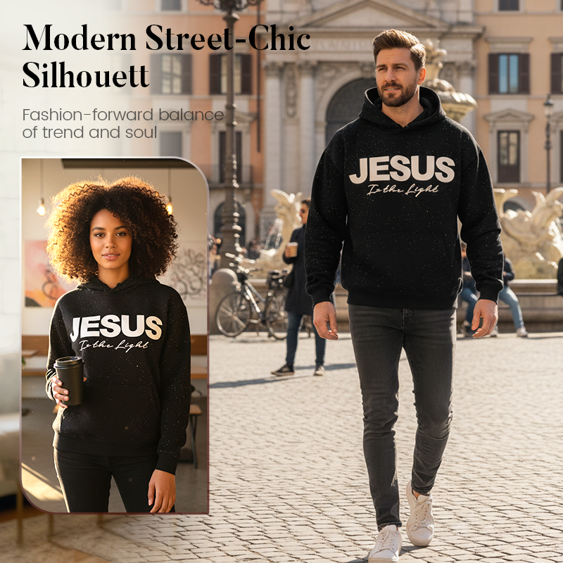 💖LAST DAY SALE 50% OFF🥰Chic Sparkling Sequins JESUS Is the Light Hoodie