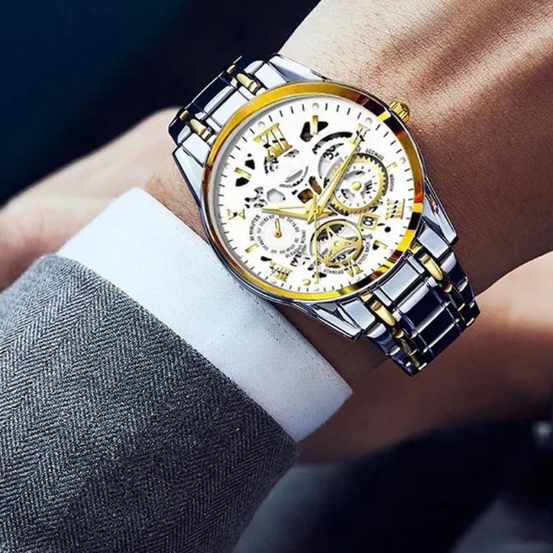 ⌚Ograniczona czasowo oferta - 50% zniżki! 🔥Męski wodoodporny zegarek mechaniczny z mechanizmem Roman Skeleton
