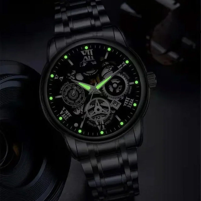 ⌚Ograniczona czasowo oferta - 50% zniżki! 🔥Męski wodoodporny zegarek mechaniczny z mechanizmem Roman Skeleton
