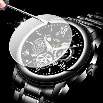 Men's Waterproof Roman Skeleton Automatic Mechanical Watch
