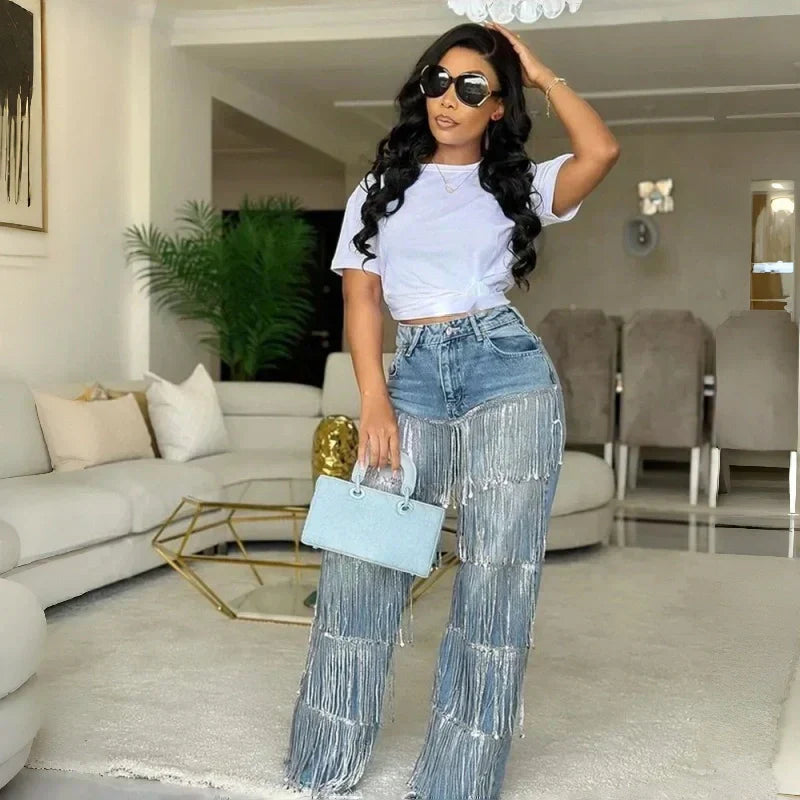 💝New Year Sale 50% OFF✨Women's Sequin Tassels Jeans