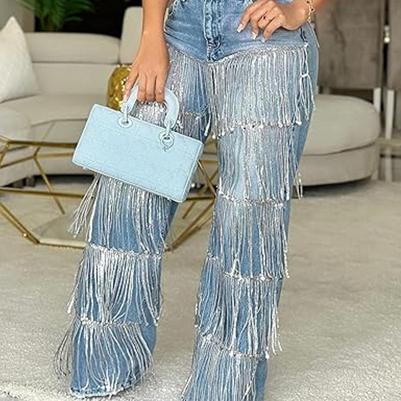 💝New Year Sale 50% OFF✨Women's Sequin Tassels Jeans