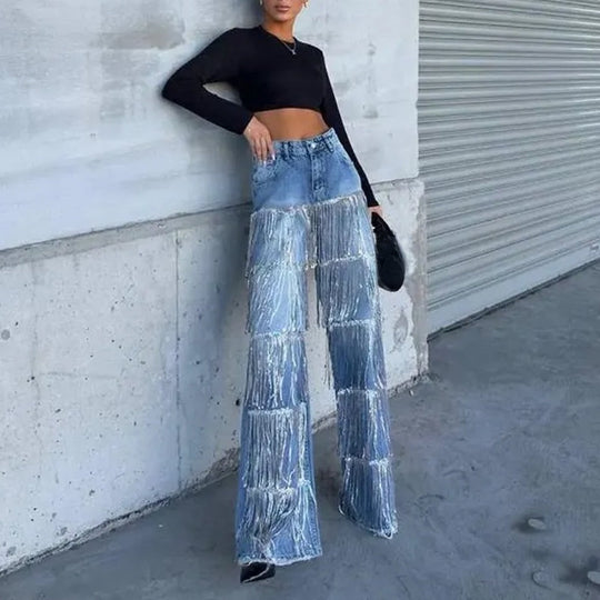 💝New Year Sale 50% OFF✨Women's Sequin Tassels Jeans