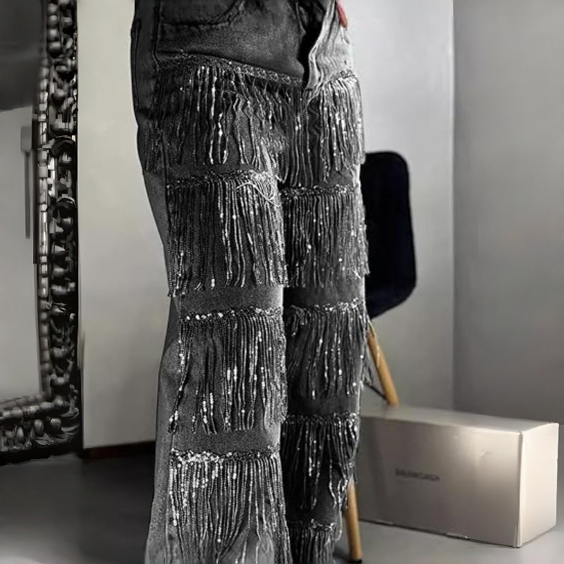 💝New Year Sale 50% OFF✨Women's Sequin Tassels Jeans