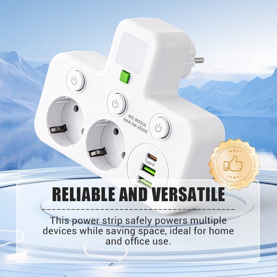 🔌 60% OFF NOW! ⚡ Smart Power Strip with USB – Overload Protection, USB-C Fast Charging & Child Safety 🔒