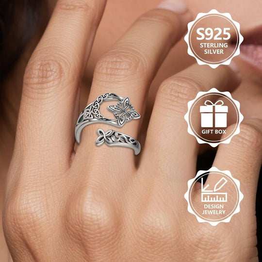 💝S925 Sterling Silver Celtic Knot Open Ring
