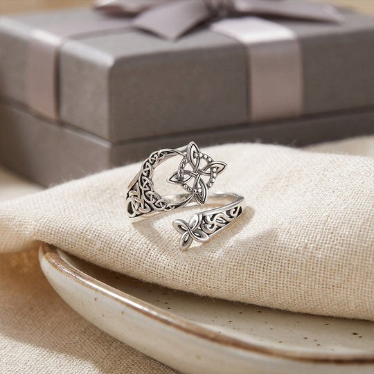 💝S925 Sterling Silver Celtic Knot Open Ring