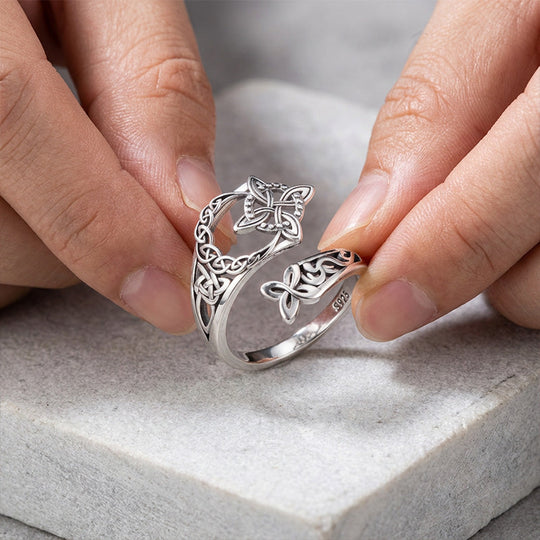 💝S925 Sterling Silver Celtic Knot Open Ring