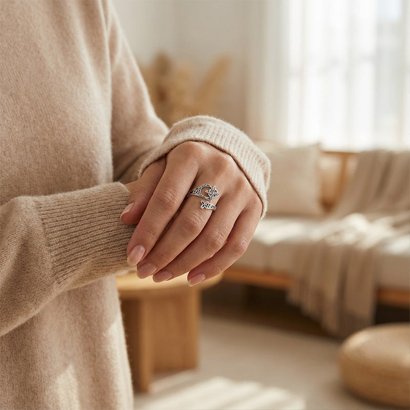 💝S925 Sterling Silver Celtic Knot Open Ring