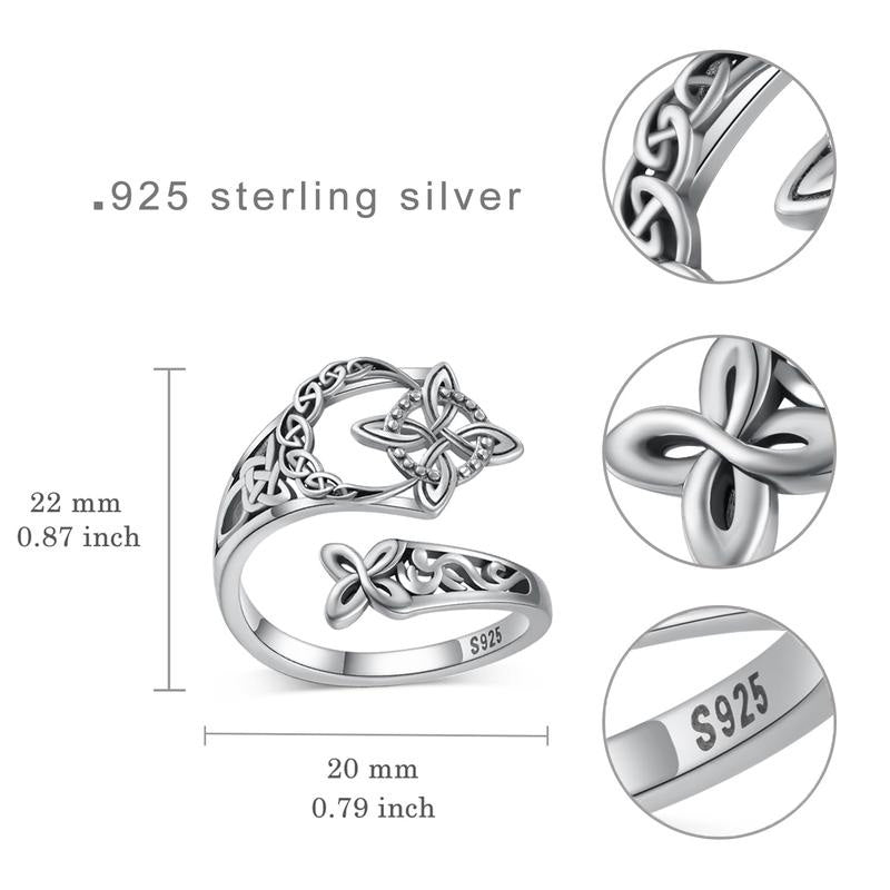 💝S925 Sterling Silver Celtic Knot Open Ring