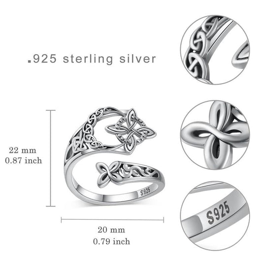 💝S925 Sterling Silver Celtic Knot Open Ring
