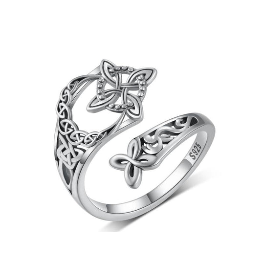 💝S925 Sterling Silver Celtic Knot Open Ring