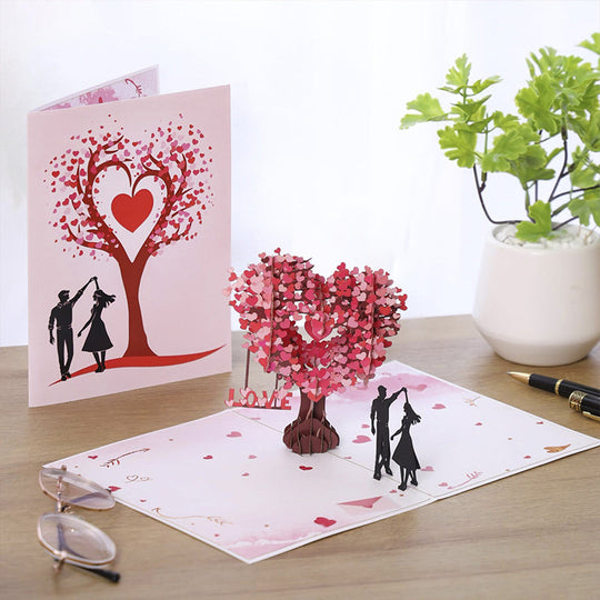 Romantic "Dancing Under the Heart Tree" 3D Greeting Card