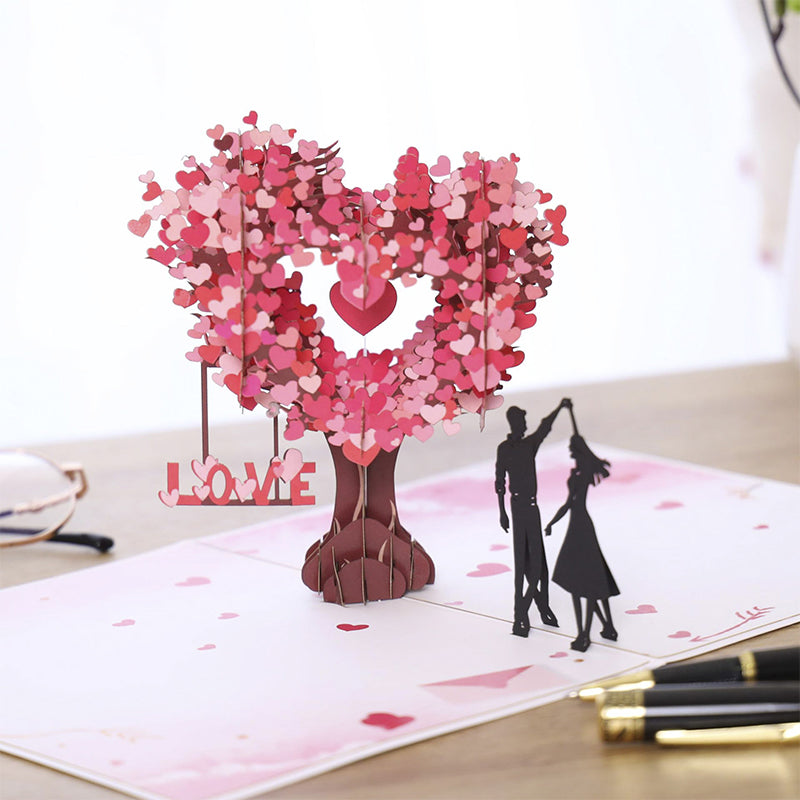 Romantic "Dancing Under the Heart Tree" 3D Greeting Card
