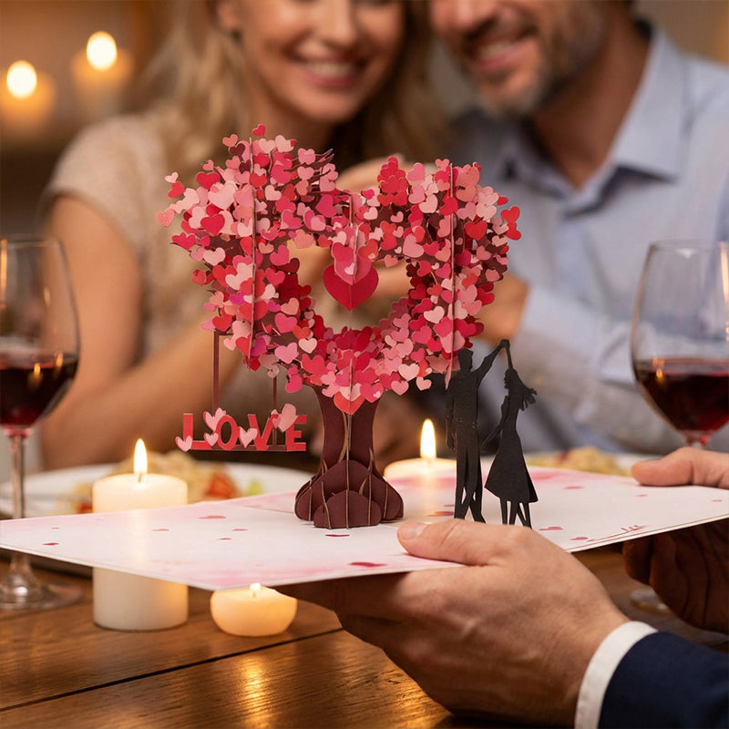 Romantic "Dancing Under the Heart Tree" 3D Greeting Card