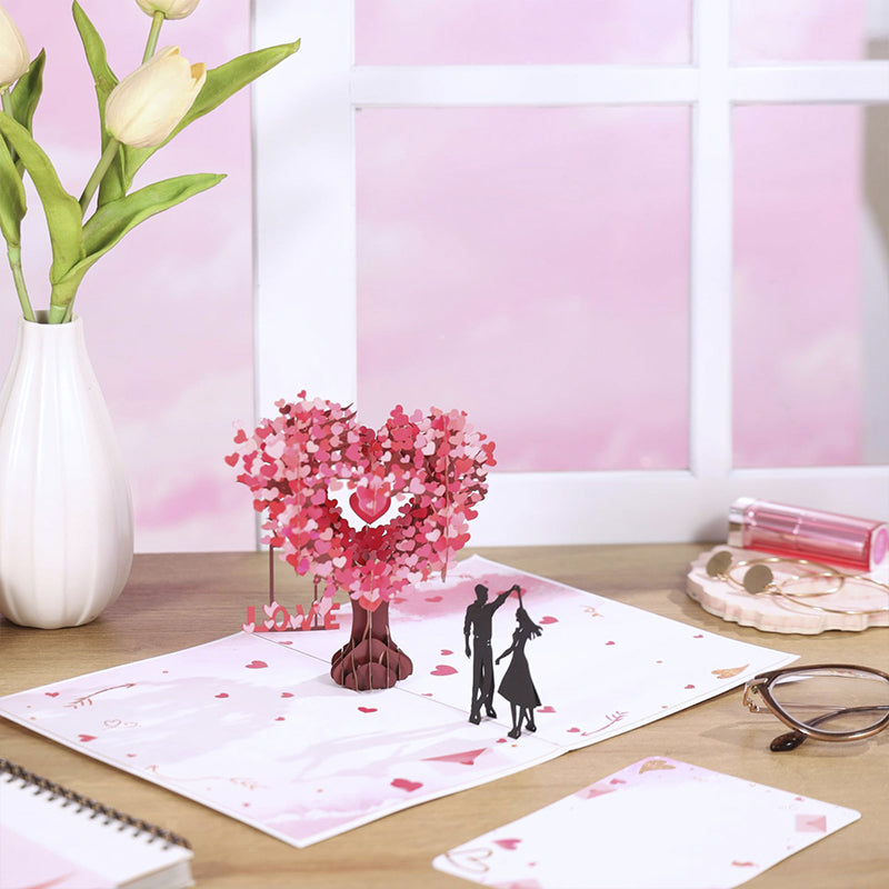 Romantic "Dancing Under the Heart Tree" 3D Greeting Card