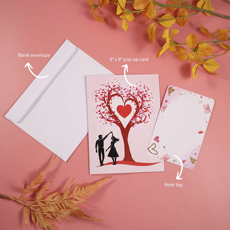 Romantic "Dancing Under the Heart Tree" 3D Greeting Card