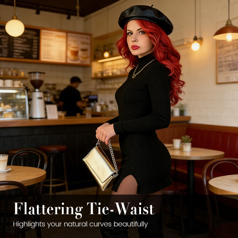 ✨🔥Dámske pletené rebrované mini šaty s priliehavým strihom💕