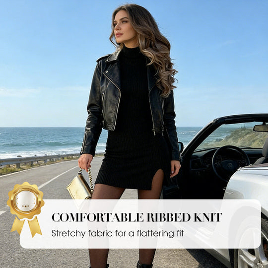 ✨🔥Dámske pletené rebrované mini šaty s priliehavým strihom💕