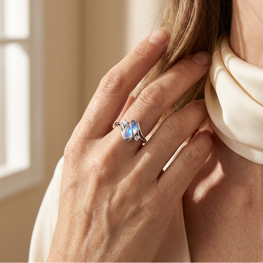 ✨Ovalni geometrijski prstan iz sterling srebra S925 s cirkonijevimi poudarki💍