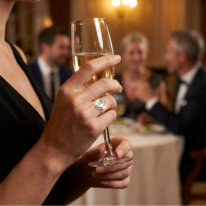 ✨Ovalni geometrijski prstan iz sterling srebra S925 s cirkonijevimi poudarki💍