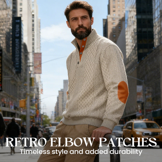 Men's Textured Jacquard Collared Sweatshirt