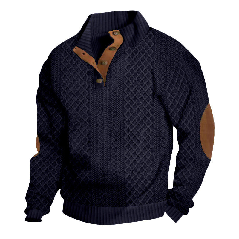 Men's Textured Jacquard Collared Sweatshirt