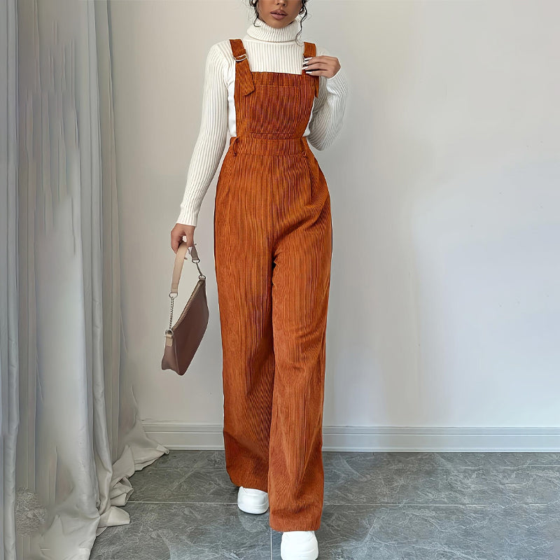 Women's Wide-Leg Corduroy Overalls