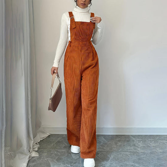 Women's Wide-Leg Corduroy Overalls