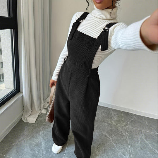 Women's Wide-Leg Corduroy Overalls
