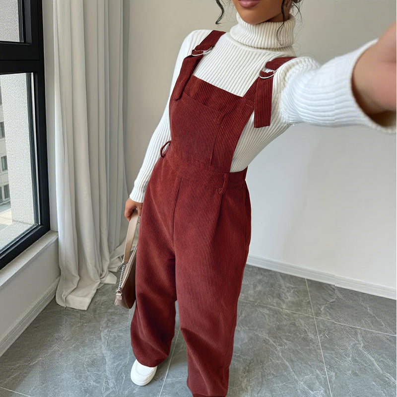 Women's Wide-Leg Corduroy Overalls