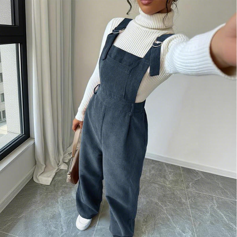 Women's Wide-Leg Corduroy Overalls