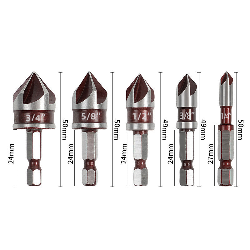 ✨ High-Carbon Steel Countersink Drill Bit Set — Precision Drilling for Wood and Metal! ✨