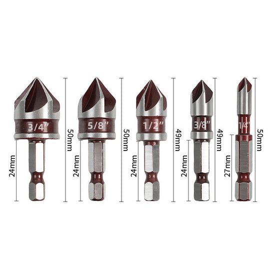 ✨ High-Carbon Steel Countersink Drill Bit Set — Precision Drilling for Wood and Metal! ✨