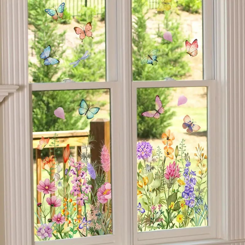 💐Colorful Floral Bouquet Window Sticker🖼️