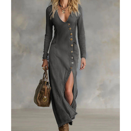 💎2026 Fashion New 50% OFF💎Women's Long Sleeve V-Neck Maxi Dress