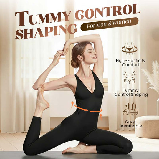 Deep V Shapewear with Chest Support Breathable High-Waisted Tummy Control Jumpsuit