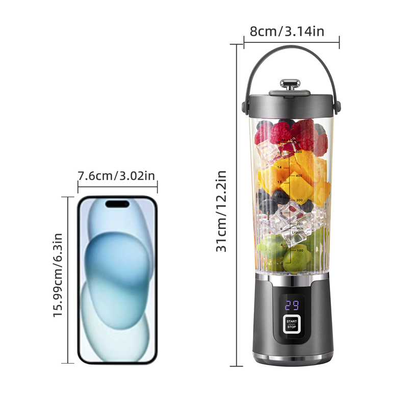 Cordless Portable Blender | On-the-go Blending, Sleek Cordless Design | Smoothies, Protein Shakes, Frozen Slushies, Crushed-Ice Cocktails, Frappes and Iced Lattes | Dishwasher Safe, Rechargeable, 530ml